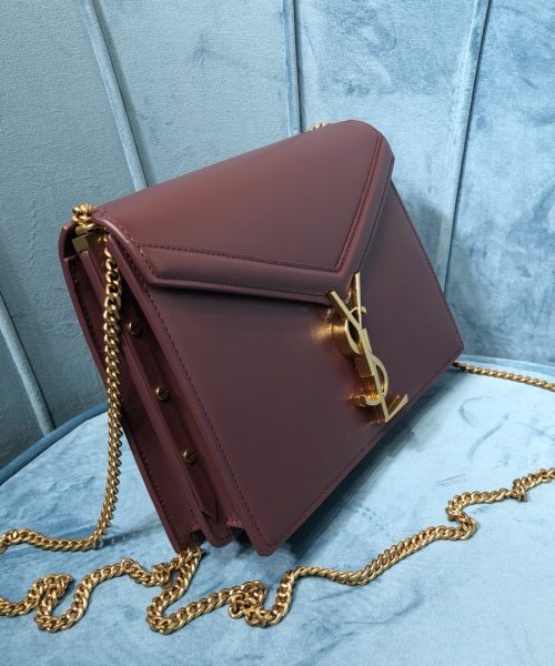 [REP 1:1] Saint Laurent Cassandra Medium Chain Bag Burgundy For Women 8.7in/22cm YSL 532750BOW0W6008