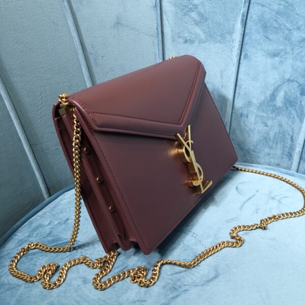 [REP 1:1] Saint Laurent Cassandra Medium Chain Bag Burgundy For Women 8.7in/22cm YSL 532750BOW0W6008