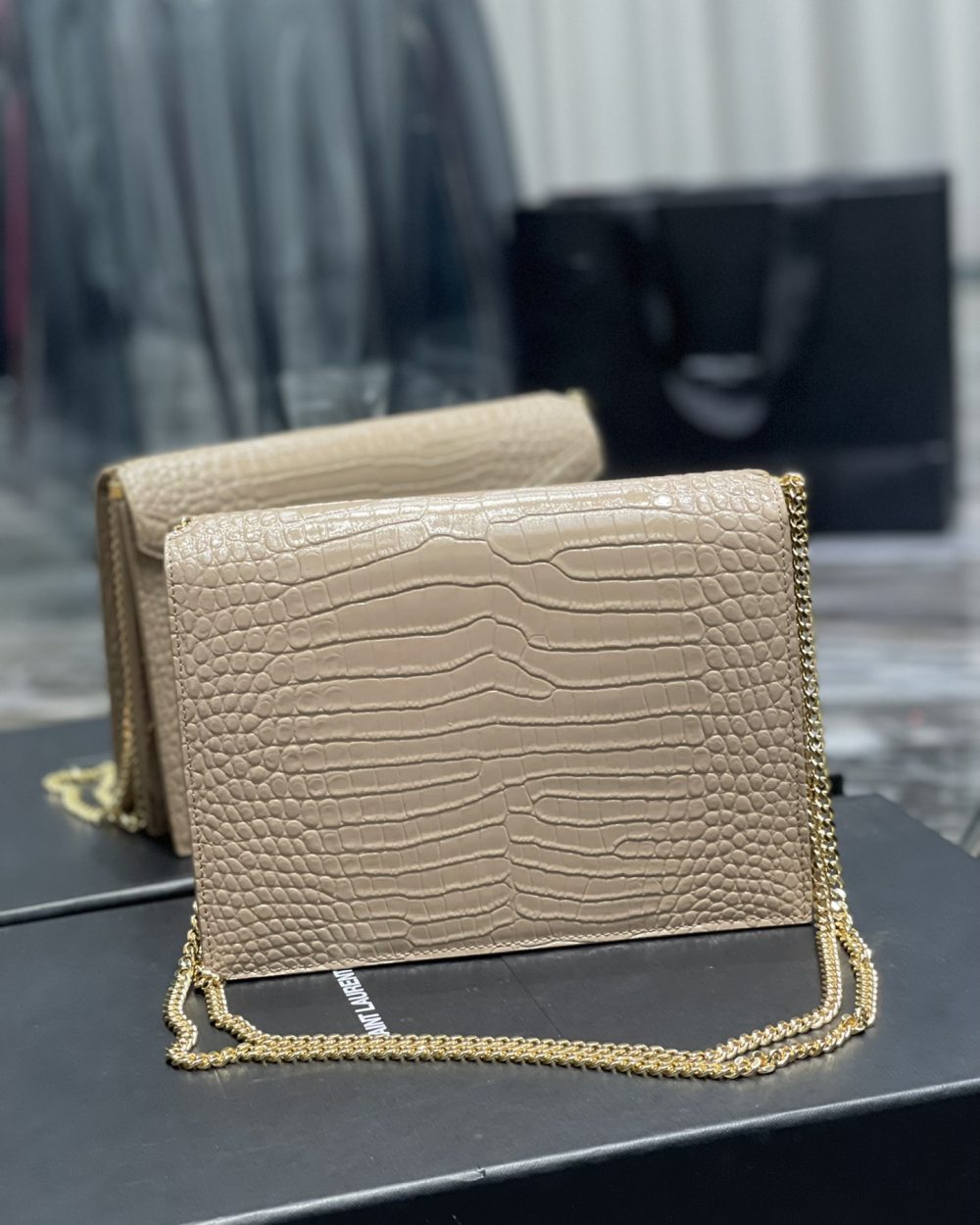[REP 1:1] Saint Laurent Cassandra Medium Chain Bag Dark Beige In Grain De Poudre Embossed For Women 8.6in/22cm YSL 532750DND0J2721