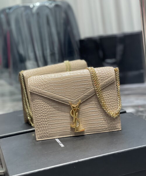 [REP 1:1] Saint Laurent Cassandra Medium Chain Bag Dark Beige In Grain De Poudre Embossed For Women 8.6in/22cm YSL 532750DND0J2721