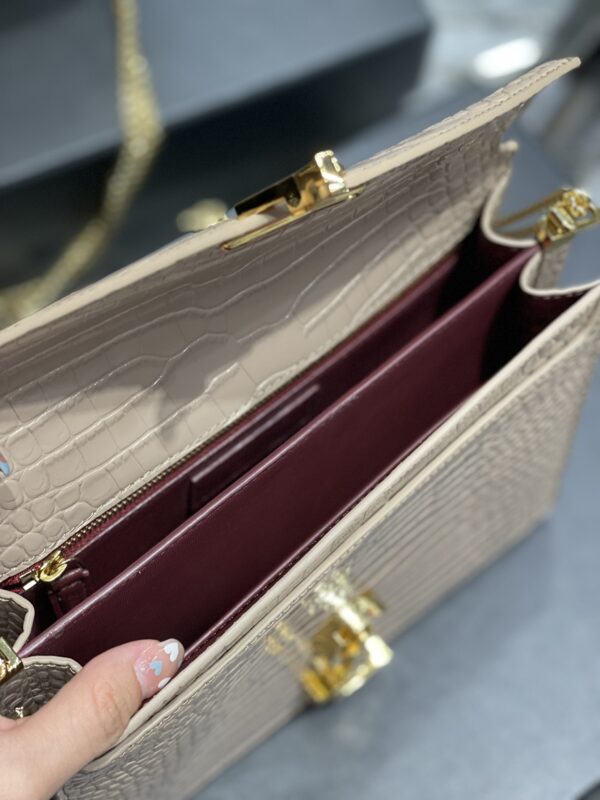 [REP 1:1] Saint Laurent Cassandra Medium Chain Bag Dark Beige In Grain De Poudre Embossed For Women 8.6in/22cm YSL 532750DND0J2721