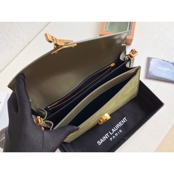 [REP 1:1] Saint Laurent Cassandra Medium Chain Bag In Box And Velvet Green For Women 8.6in/22cm YSL