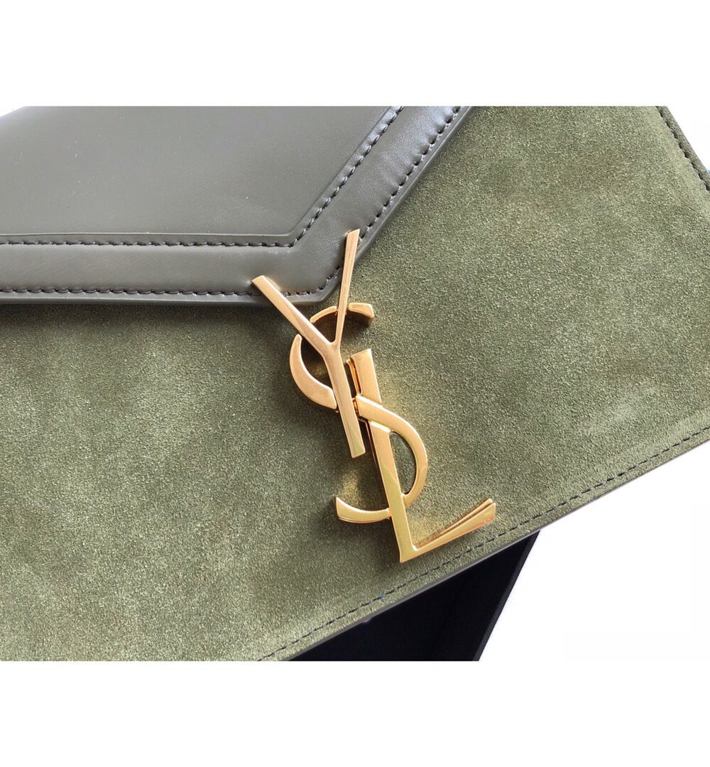 [REP 1:1] Saint Laurent Cassandra Medium Chain Bag In Box And Velvet Green For Women 8.6in/22cm YSL