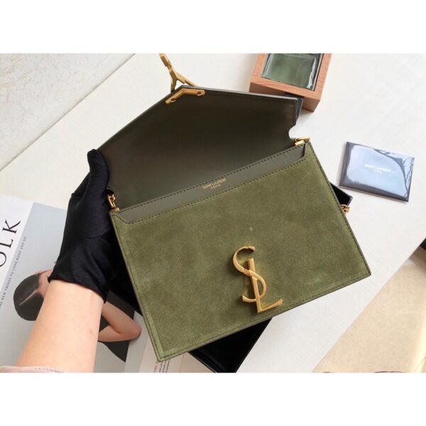 [REP 1:1] Saint Laurent Cassandra Medium Chain Bag In Box And Velvet Green For Women 8.6in/22cm YSL
