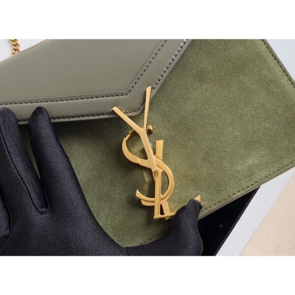 [REP 1:1] Saint Laurent Cassandra Medium Chain Bag In Box And Velvet Green For Women 8.6in/22cm YSL