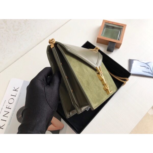 [REP 1:1] Saint Laurent Cassandra Medium Chain Bag In Box And Velvet Green For Women 8.6in/22cm YSL