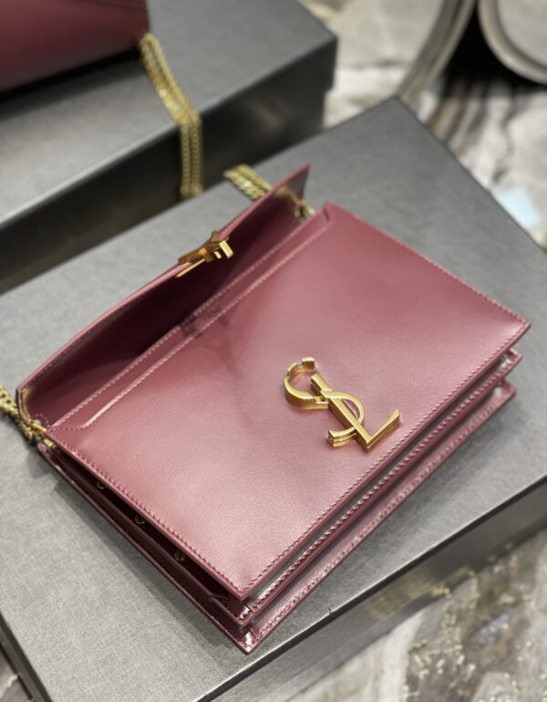 [REP 1:1] Saint Laurent Cassandra Medium Chain Bag Rouge Opyum In Grain De Poudre Embossed For Women 8.6in/22cm YSL 532750BOW0W6008