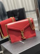 [REP 1:1] Saint Laurent Cassandra Medium Chain Bag Rouge Opyum In Grain De Poudre Embossed For Women 8.6in/22cm YSL 532750BOW0W6008