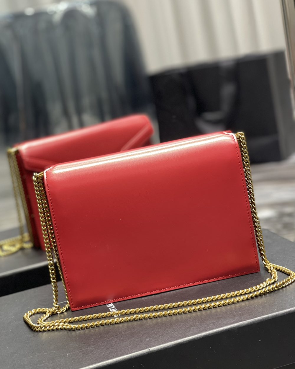 [REP 1:1] Saint Laurent Cassandra Medium Chain Bag Rouge Opyum In Grain De Poudre Embossed For Women 8.6in/22cm YSL 532750BOW0W6008