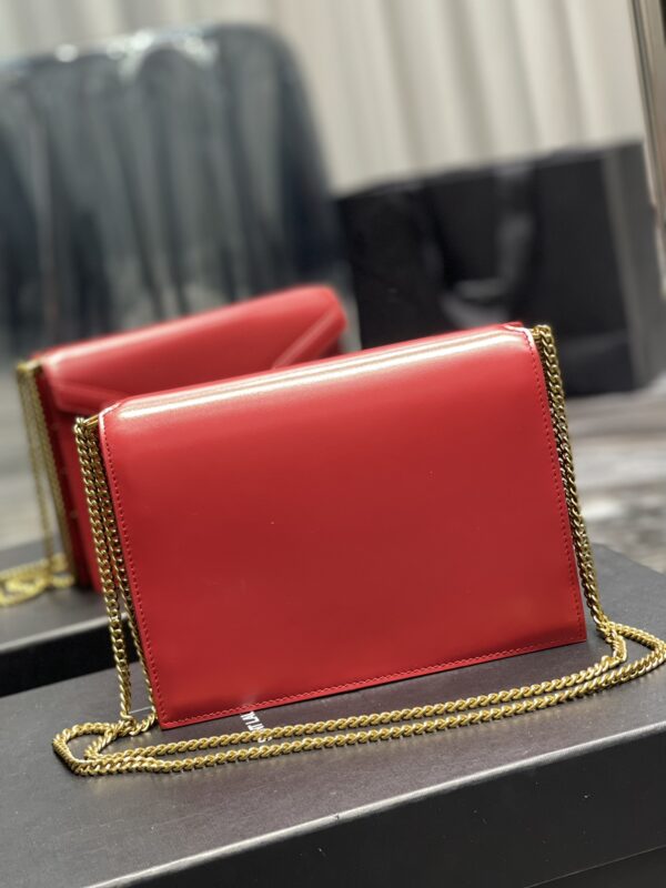 [REP 1:1] Saint Laurent Cassandra Medium Chain Bag Rouge Opyum In Grain De Poudre Embossed For Women 8.6in/22cm YSL 532750BOW0W6008