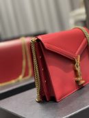 [REP 1:1] Saint Laurent Cassandra Medium Chain Bag Rouge Opyum In Grain De Poudre Embossed For Women 8.6in/22cm YSL 532750BOW0W6008
