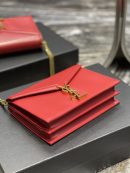 [REP 1:1] Saint Laurent Cassandra Medium Chain Bag Rouge Opyum In Grain De Poudre Embossed For Women 8.6in/22cm YSL 532750BOW0W6008