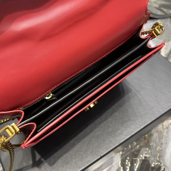 [REP 1:1] Saint Laurent Cassandra Medium Chain Bag Rouge Opyum In Grain De Poudre Embossed For Women 8.6in/22cm YSL 532750BOW0W6008