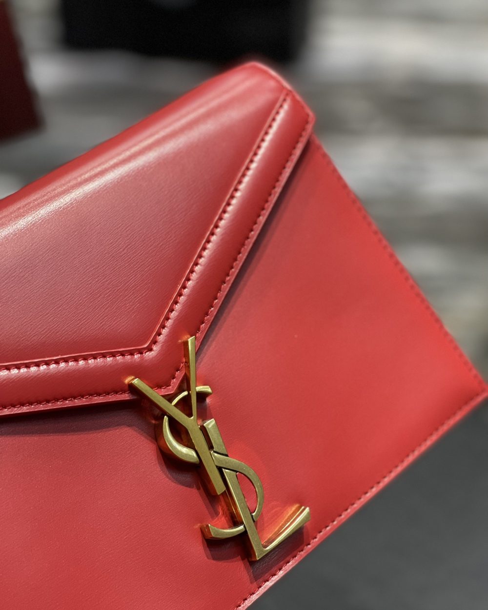 [REP 1:1] Saint Laurent Cassandra Medium Chain Bag Rouge Opyum In Grain De Poudre Embossed For Women 8.6in/22cm YSL 532750BOW0W6008