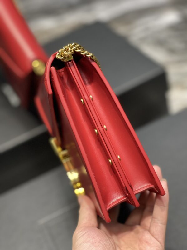 [REP 1:1] Saint Laurent Cassandra Medium Chain Bag Rouge Opyum In Grain De Poudre Embossed For Women 8.6in/22cm YSL 532750BOW0W6008