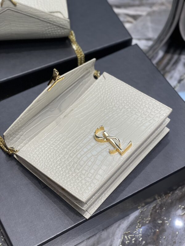 [REP 1:1] Saint Laurent Cassandra Medium Chain Bag White In Grain De Poudre Embossed For Women 8.6in/22cm YSL