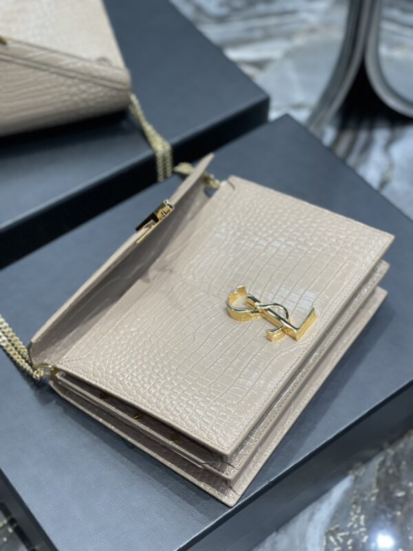[REP 1:1] Saint Laurent Cassandra Medium Chain Bag White In Grain De Poudre Embossed For Women 8.6in/22cm YSL