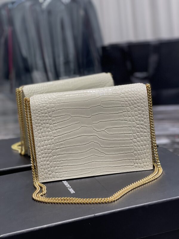 [REP 1:1] Saint Laurent Cassandra Medium Chain Bag White In Grain De Poudre Embossed For Women 8.6in/22cm YSL