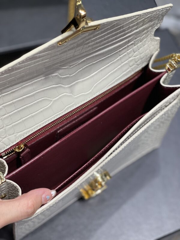 [REP 1:1] Saint Laurent Cassandra Medium Chain Bag White In Grain De Poudre Embossed For Women 8.6in/22cm YSL
