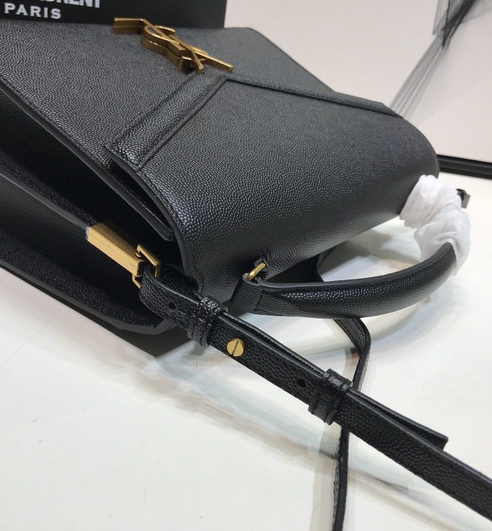 [REP 1:1] Saint Laurent Cassandra Medium Top Handle Bag In Grain Black For Women 9.6in/24.5cm YSL