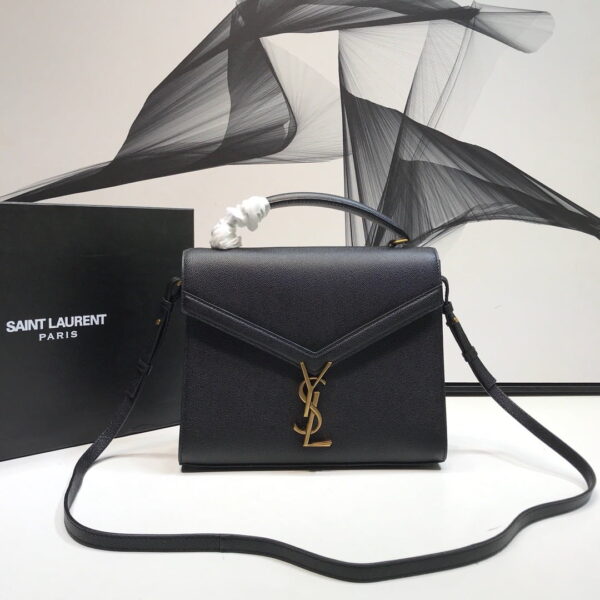[REP 1:1] Saint Laurent Cassandra Medium Top Handle Bag In Grain Black For Women 9.6in/24.5cm YSL