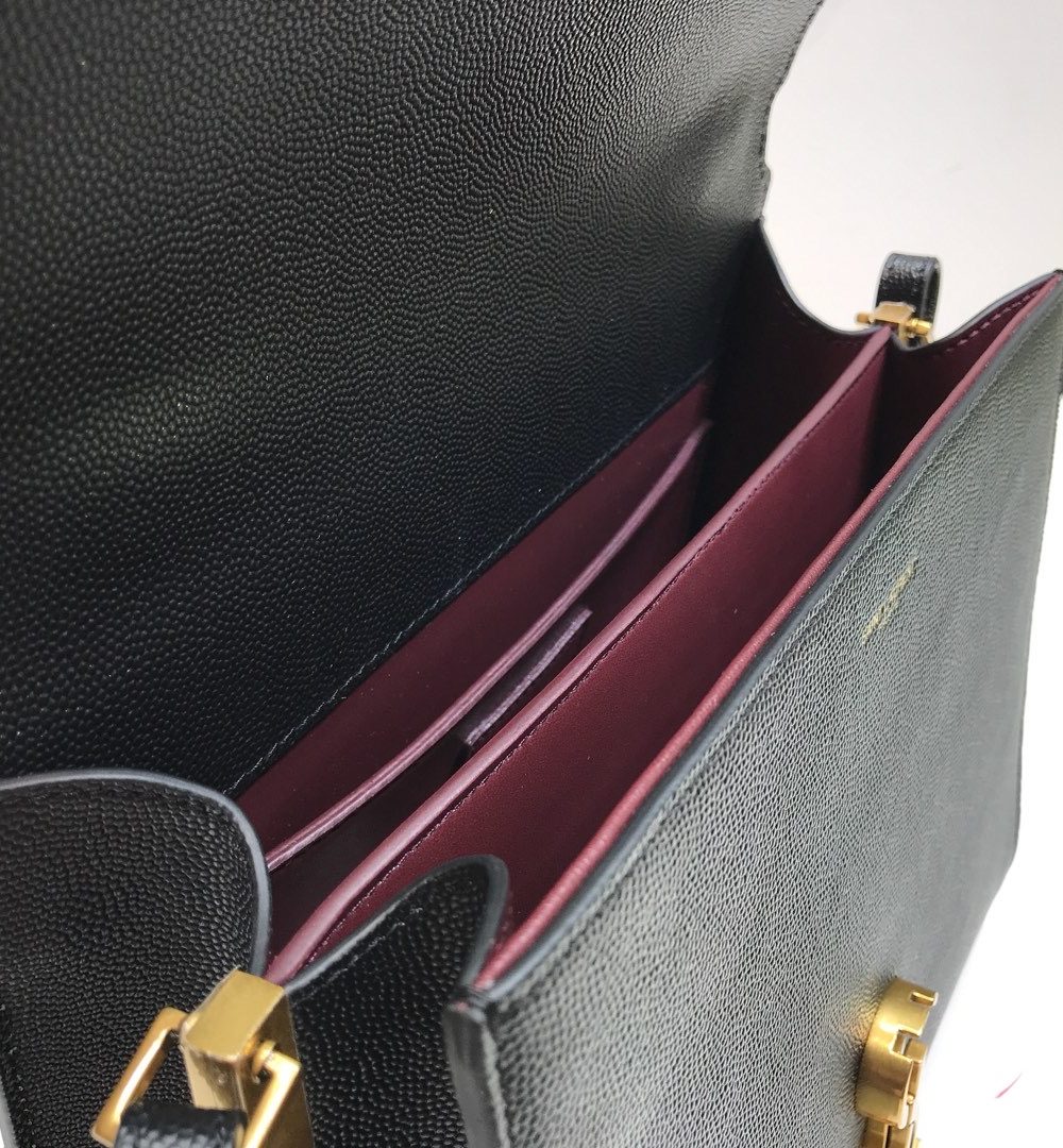 [REP 1:1] Saint Laurent Cassandra Medium Top Handle Bag In Grain Black For Women 9.6in/24.5cm YSL