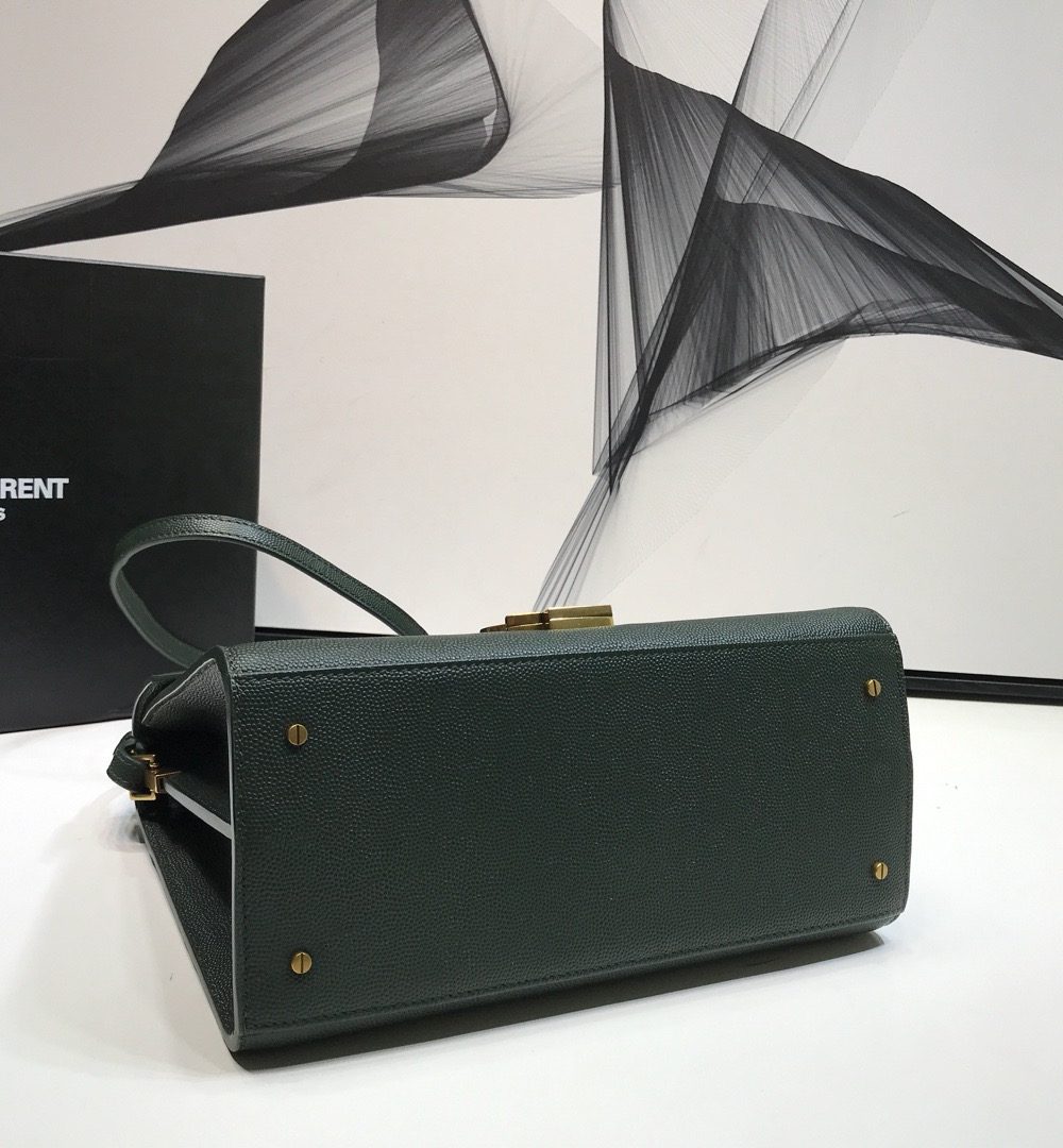[REP 1:1] Saint Laurent Cassandra Medium Top Handle Bag In Grain Dark Green For Women 9.6in/24.5cm YSL