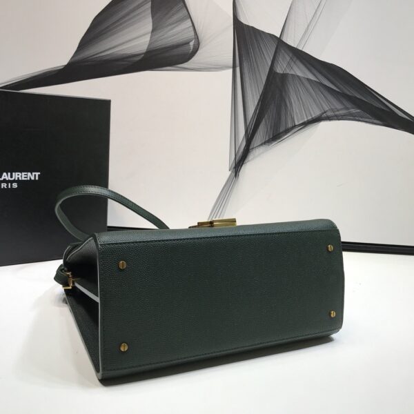 [REP 1:1] Saint Laurent Cassandra Medium Top Handle Bag In Grain Dark Green For Women 9.6in/24.5cm YSL