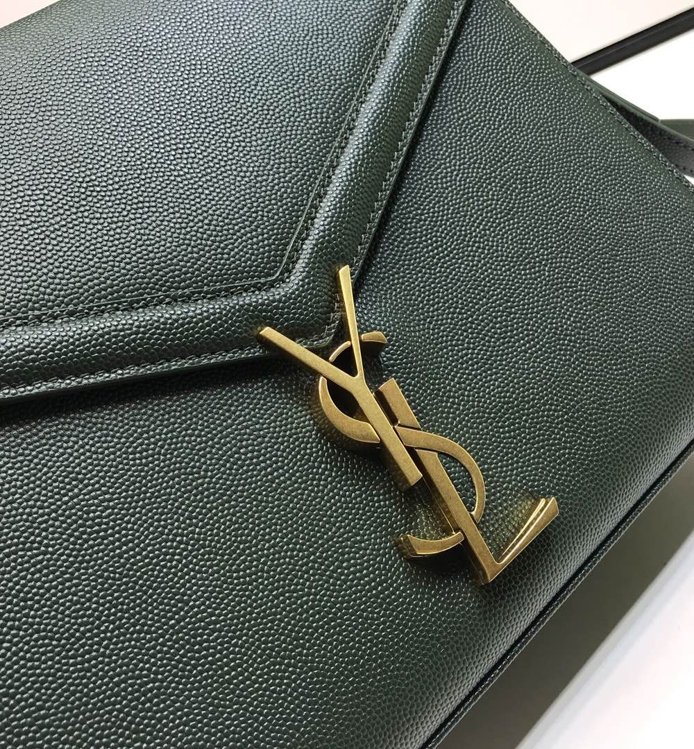 [REP 1:1] Saint Laurent Cassandra Medium Top Handle Bag In Grain Dark Green For Women 9.6in/24.5cm YSL