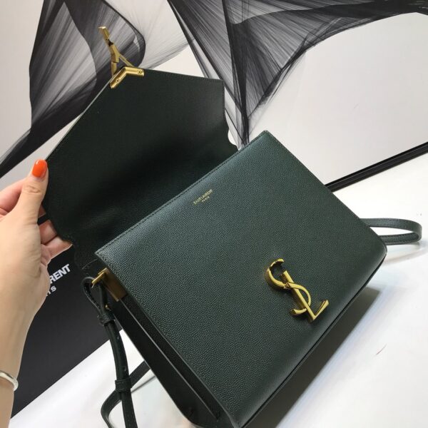 [REP 1:1] Saint Laurent Cassandra Medium Top Handle Bag In Grain Dark Green For Women 9.6in/24.5cm YSL