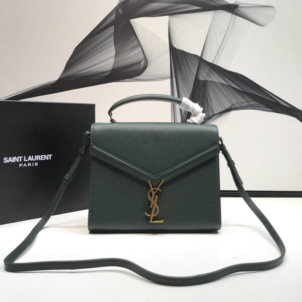 [REP 1:1] Saint Laurent Cassandra Medium Top Handle Bag In Grain Dark Green For Women 9.6in/24.5cm YSL