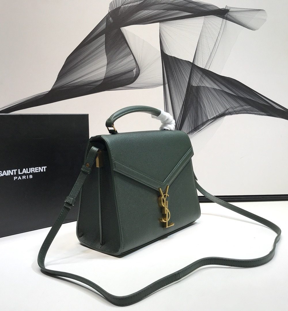 [REP 1:1] Saint Laurent Cassandra Medium Top Handle Bag In Grain Dark Green For Women 9.6in/24.5cm YSL