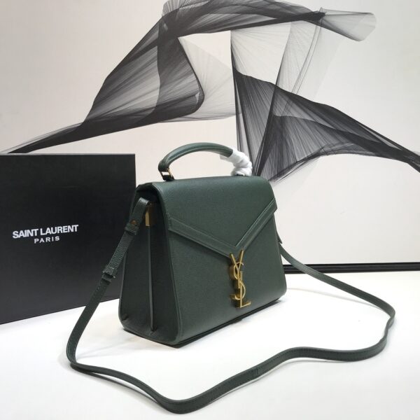 [REP 1:1] Saint Laurent Cassandra Medium Top Handle Bag In Grain Dark Green For Women 9.6in/24.5cm YSL