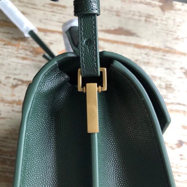 [REP 1:1] Saint Laurent Cassandra Medium Top Handle Bag In Grain De Poudre Embossed Dark Green For Women 9.6in/25cm