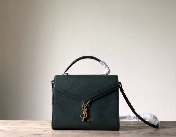 [REP 1:1] Saint Laurent Cassandra Medium Top Handle Bag In Grain De Poudre Embossed Dark Green For Women 9.6in/25cm