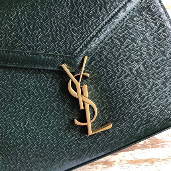 [REP 1:1] Saint Laurent Cassandra Medium Top Handle Bag In Grain De Poudre Embossed Dark Green For Women 9.6in/25cm