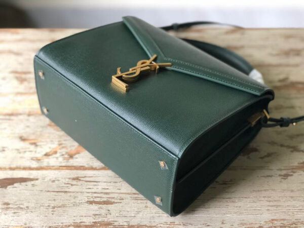 [REP 1:1] Saint Laurent Cassandra Medium Top Handle Bag In Grain De Poudre Embossed Dark Green For Women 9.6in/25cm