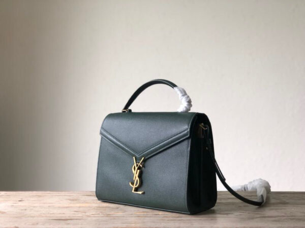 [REP 1:1] Saint Laurent Cassandra Medium Top Handle Bag In Grain De Poudre Embossed Dark Green For Women 9.6in/25cm