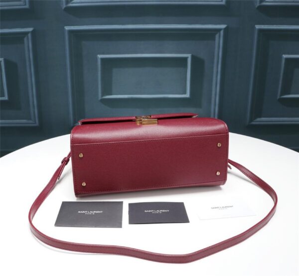 [REP 1:1] Saint Laurent Cassandra Medium Top Handle Bag In Grain De Poudre Embossed Rouge Legion For Women 9.6in/25cm 578000BOW0W6475