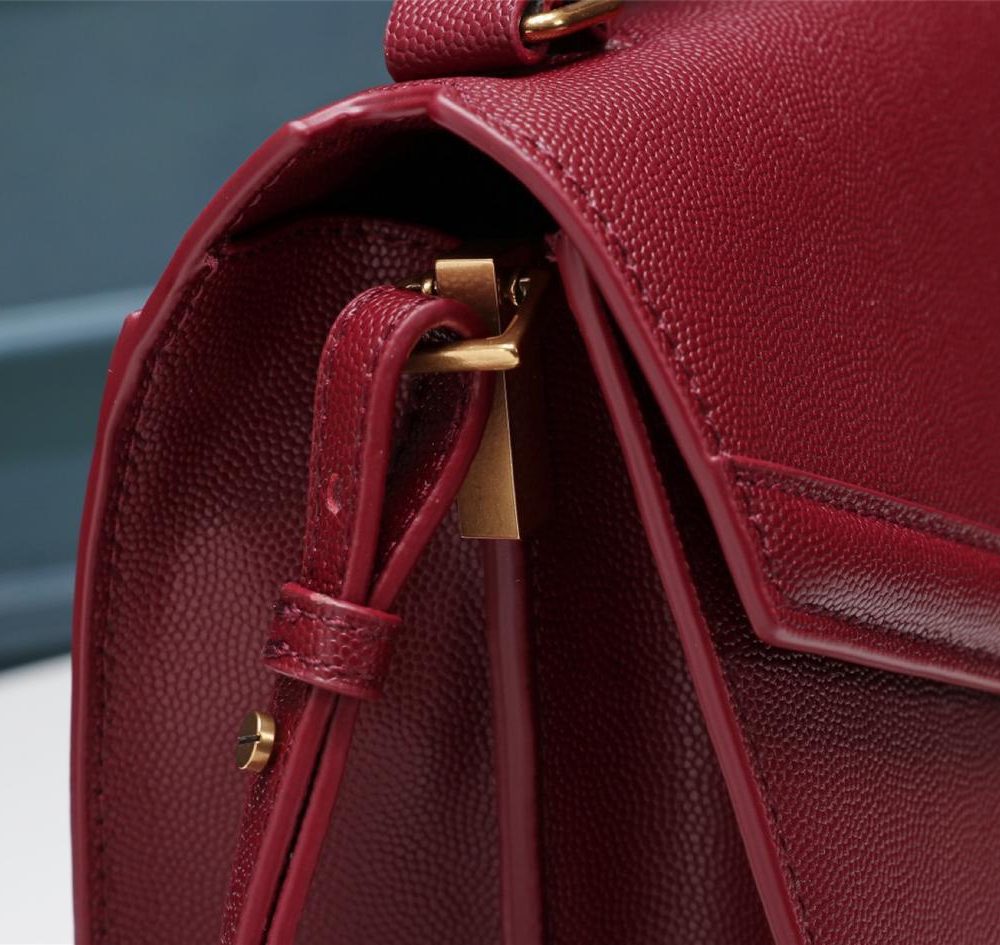 [REP 1:1] Saint Laurent Cassandra Medium Top Handle Bag In Grain De Poudre Embossed Rouge Legion For Women 9.6in/25cm 578000BOW0W6475