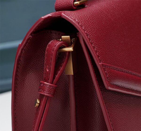 [REP 1:1] Saint Laurent Cassandra Medium Top Handle Bag In Grain De Poudre Embossed Rouge Legion For Women 9.6in/25cm 578000BOW0W6475
