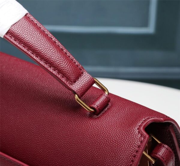 [REP 1:1] Saint Laurent Cassandra Medium Top Handle Bag In Grain De Poudre Embossed Rouge Legion For Women 9.6in/25cm 578000BOW0W6475