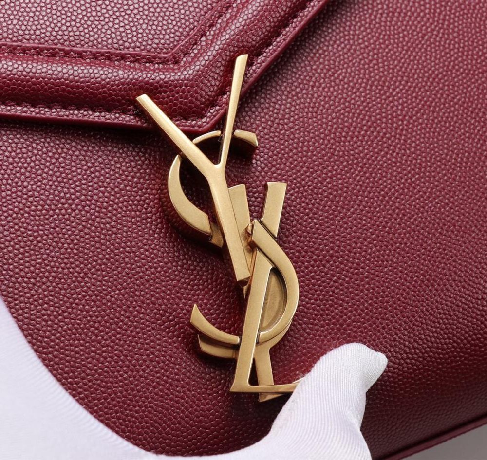 [REP 1:1] Saint Laurent Cassandra Medium Top Handle Bag In Grain De Poudre Embossed Rouge Legion For Women 9.6in/25cm 578000BOW0W6475