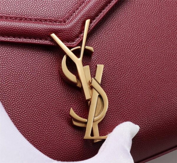 [REP 1:1] Saint Laurent Cassandra Medium Top Handle Bag In Grain De Poudre Embossed Rouge Legion For Women 9.6in/25cm 578000BOW0W6475