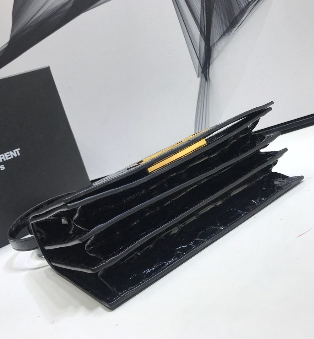 [REP 1:1] Saint Laurent Cassandra Small Crossbody Bag With Stone Print Black For Women 7.4in/19cm YSL