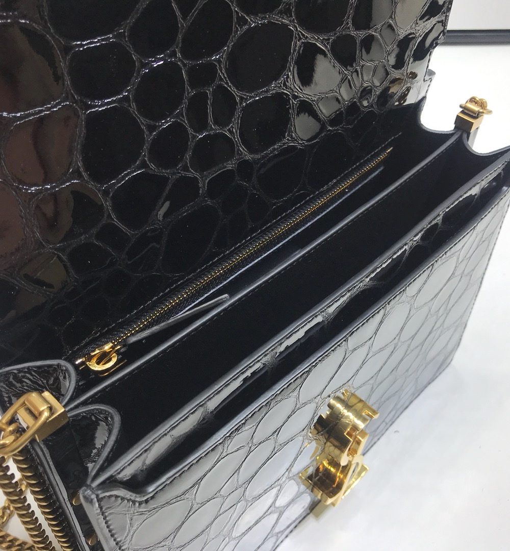 [REP 1:1] Saint Laurent Cassandra Small Crossbody Bag With Stone Print Black For Women 7.4in/19cm YSL