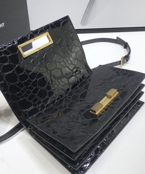 [REP 1:1] Saint Laurent Cassandra Small Crossbody Bag With Stone Print Black For Women 7.4in/19cm YSL
