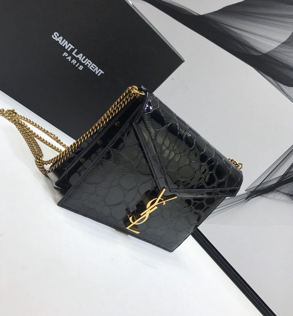 [REP 1:1] Saint Laurent Cassandra Small Crossbody Bag With Stone Print Black For Women 7.4in/19cm YSL