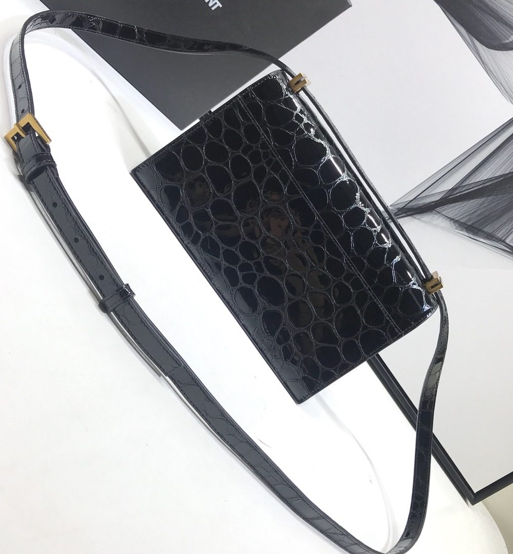 [REP 1:1] Saint Laurent Cassandra Small Crossbody Bag With Stone Print Black For Women 7.4in/19cm YSL