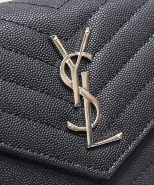 [REP 1:1] Saint Laurent Cassandre Matelassé Chain Wallet In Grain De Poudre Embossed Black For Women 8.8in/23cm YSL 377828BOW021000